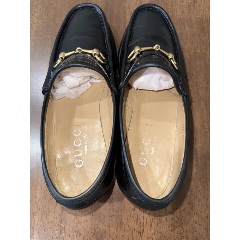 Gucci Horsebit Black Leather Men’s Loafers - 10.5